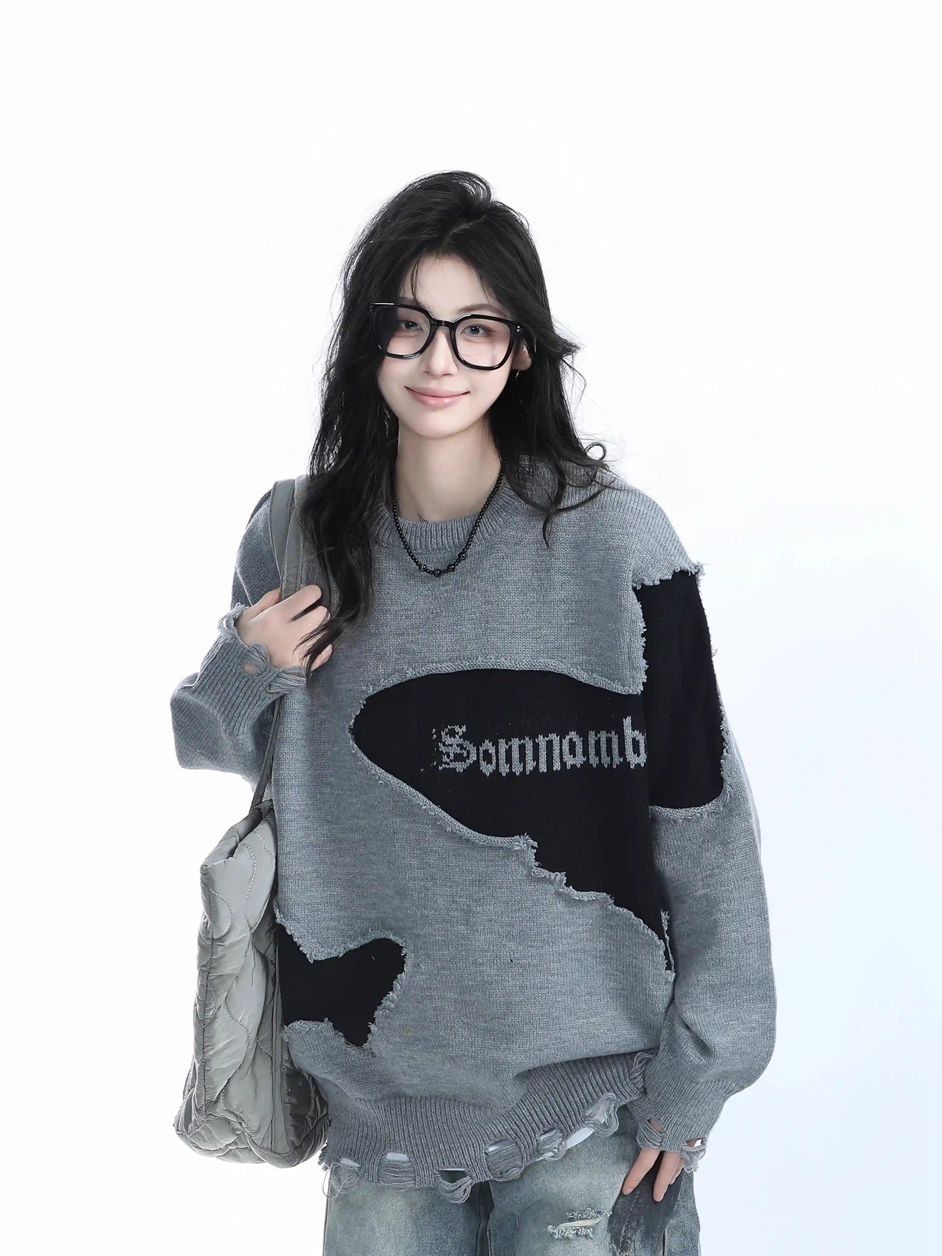 Distressed Butterfly Knit Sweater   OL1992