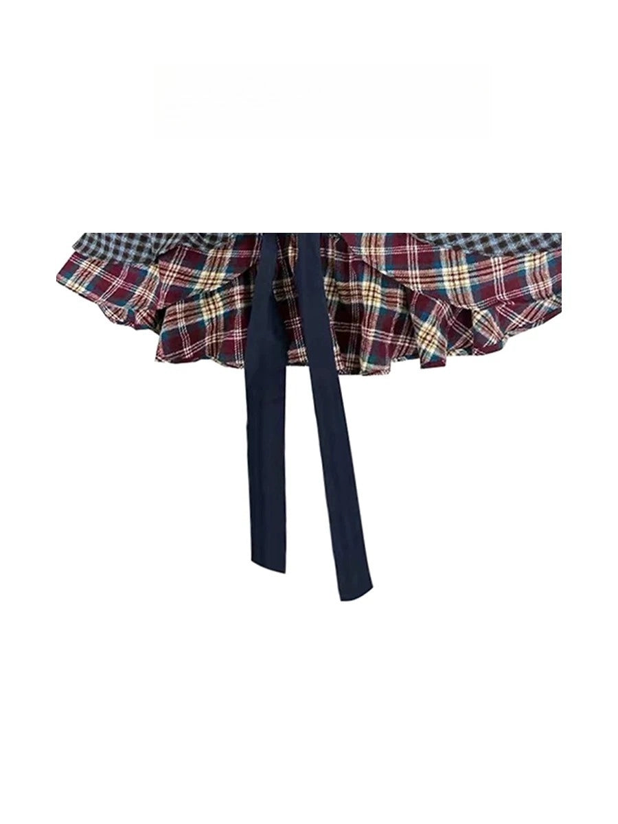 Plaid Ruffle Tiered Layering Skirt OLA047