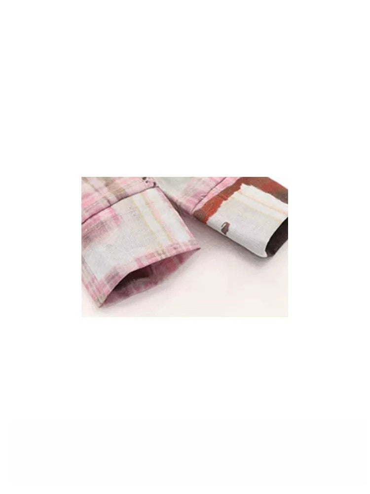 Pink Plaid Asymmetric Wrap Skirt OLA042