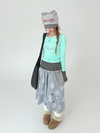Polka Dot Pocket Midi Skirt OL2478