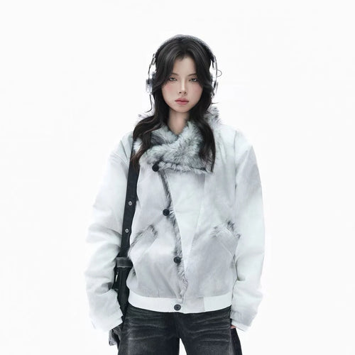 Asymmetric Button Dyed Puffer Jacket    OL1944