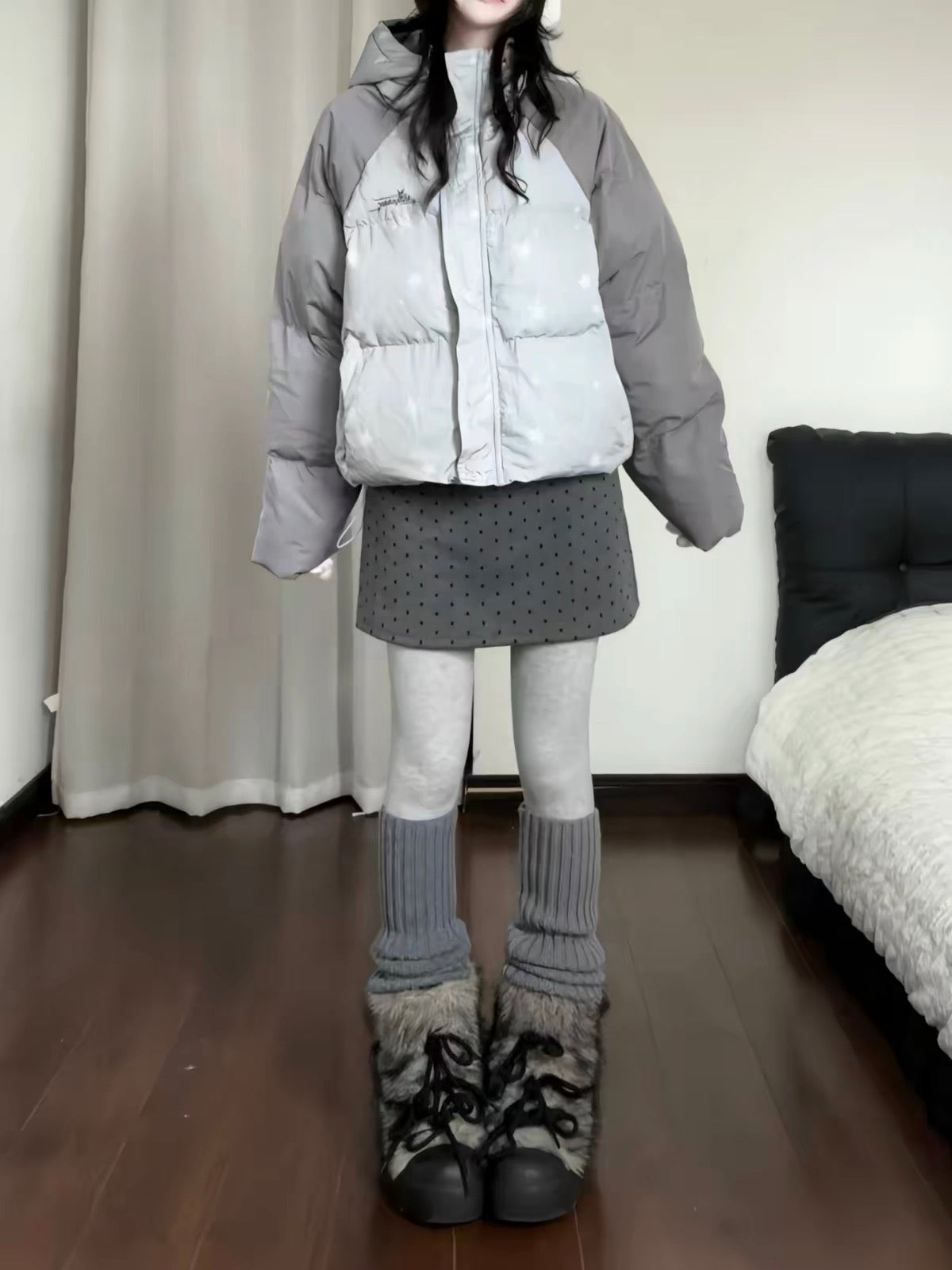 Colorblock Star Puffer Jacket   OL2027