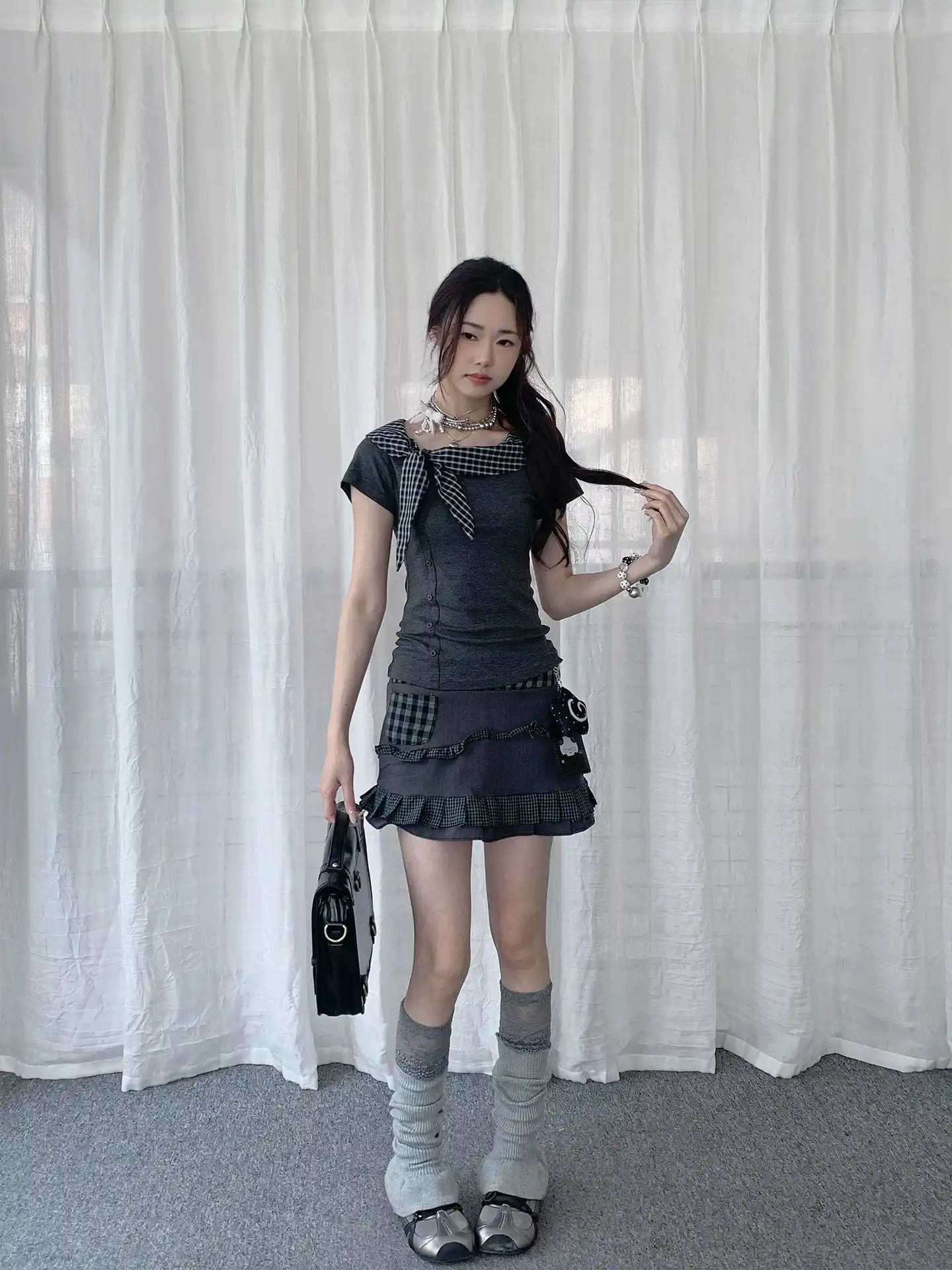 Butterfly Tie Low Round Neck Tee OL2281