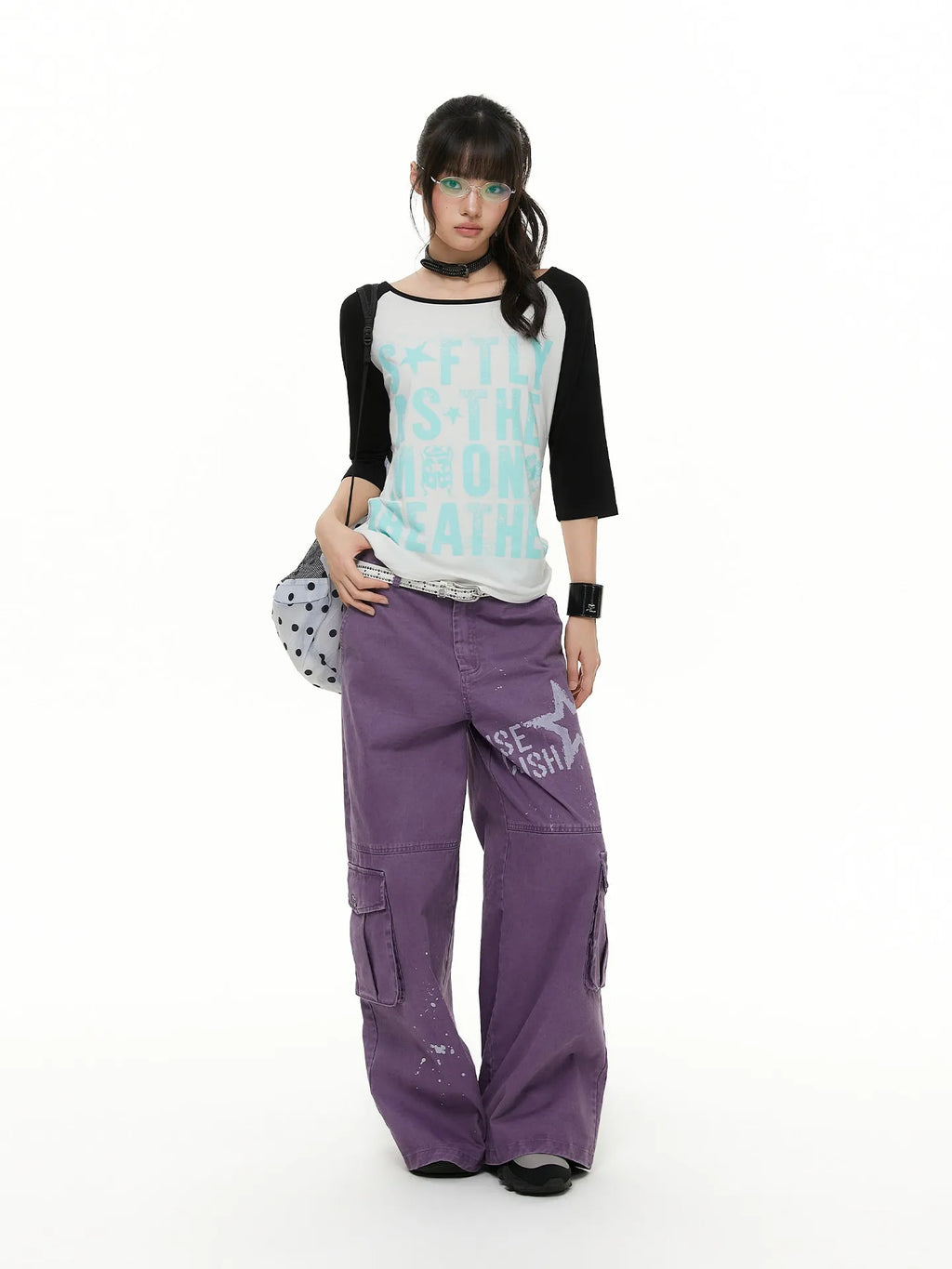 Contrast Raglan Graphic T-Shirt OL2379