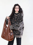 Leopard Print Oversized Cardigan   oliviroa オリヴィオラ