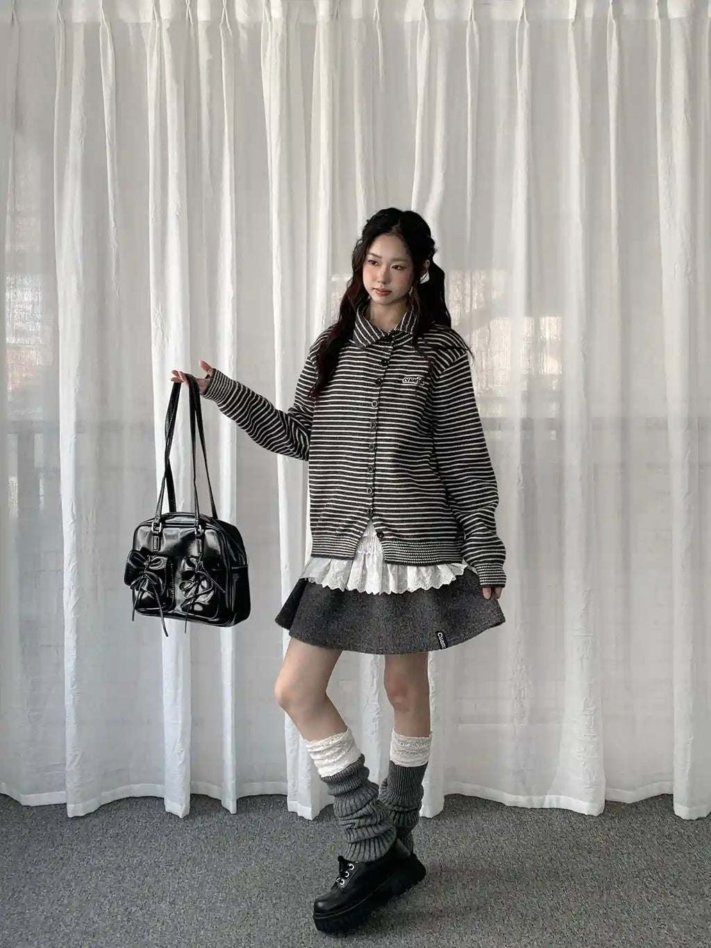 Vintage Y2K Striped Collared Cardigan   OL2236