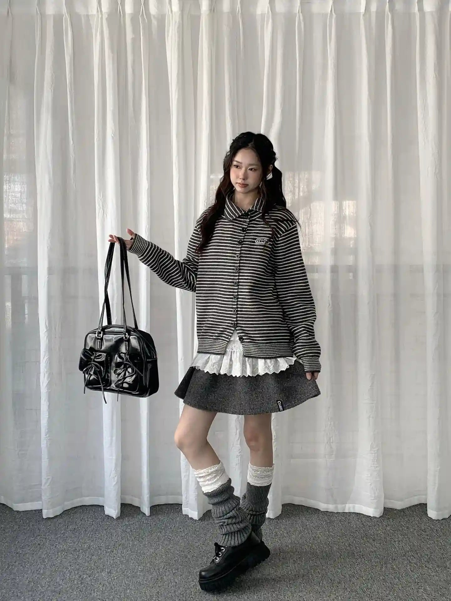 Vintage Y2K Striped Collared Cardigan   OL2236