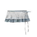 Blue Plaid Embroidered Lace Wrap Skirt oliviroa オリヴィオラ