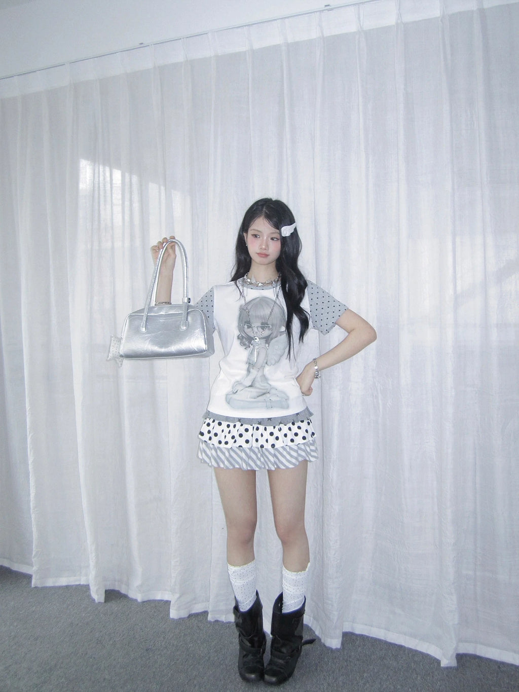 Polka Dot Angel Layered Tee OL2390