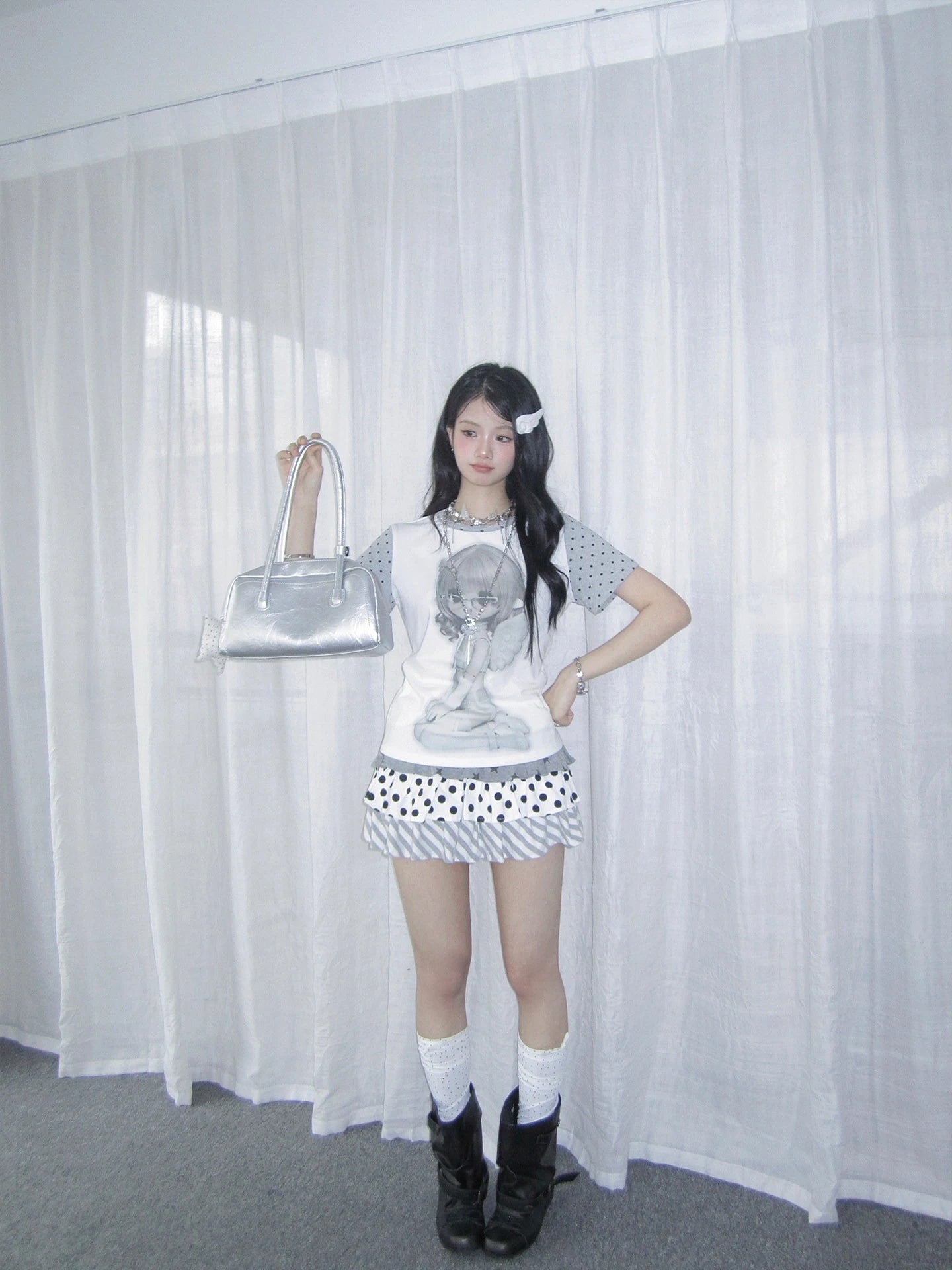 Polka Dot Angel Layered Tee OL2390