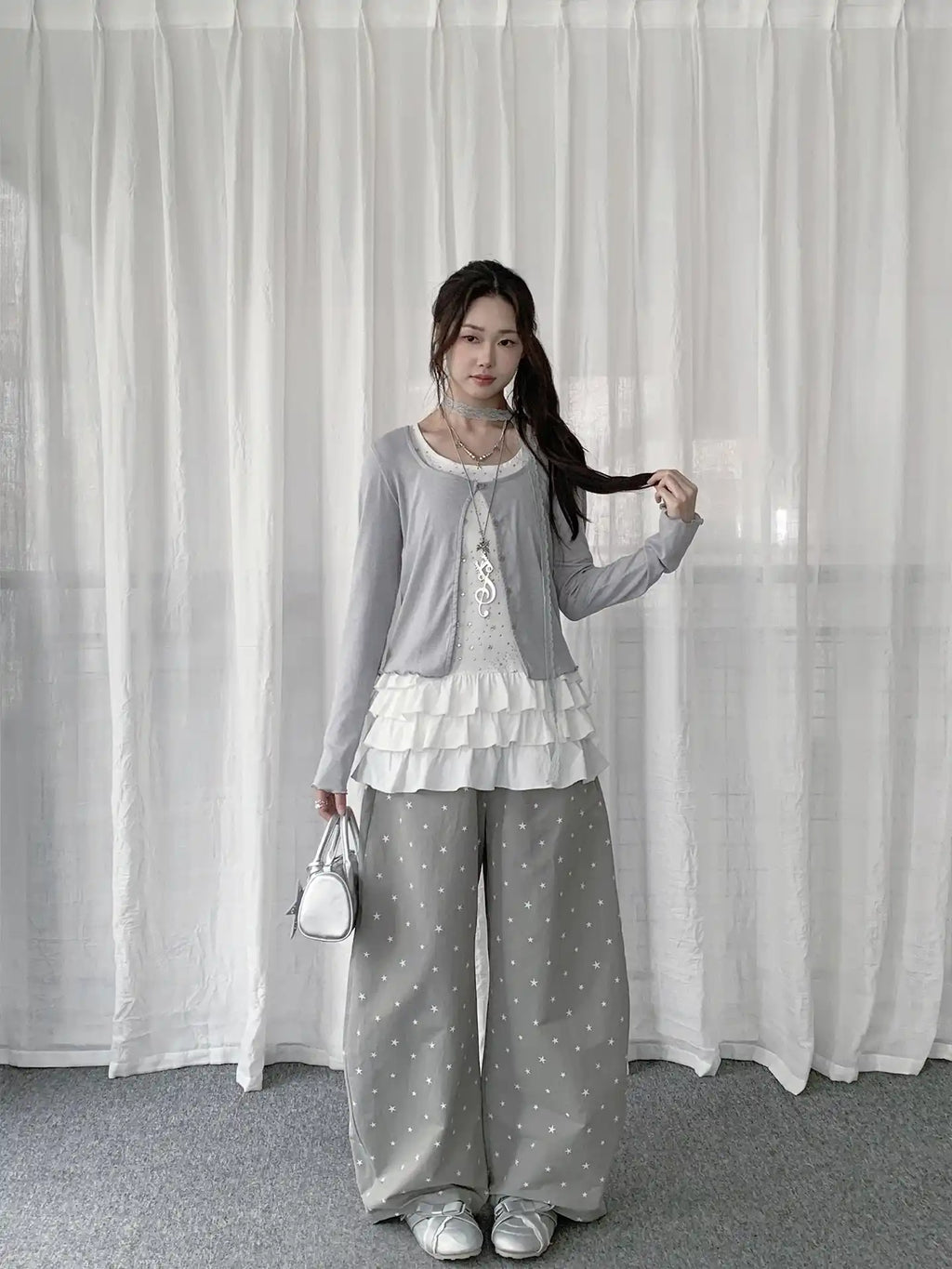 Polka Dot Star Crescent Cargo Pants OL2287
