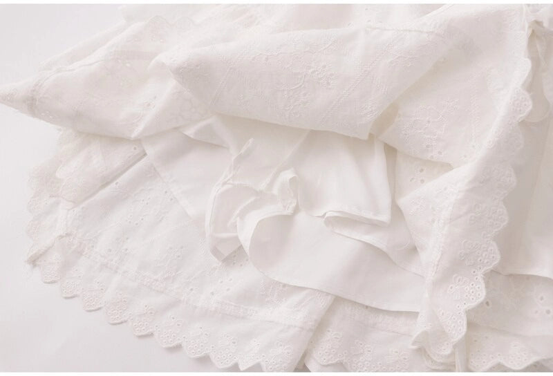 Asymmetric Embroidered Lace Mini Skirt OLA039
