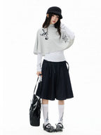 High Neck Cape Layered Long Sleeve Tee OL2416