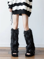 White Faux Fur Leg Warmers OLA059