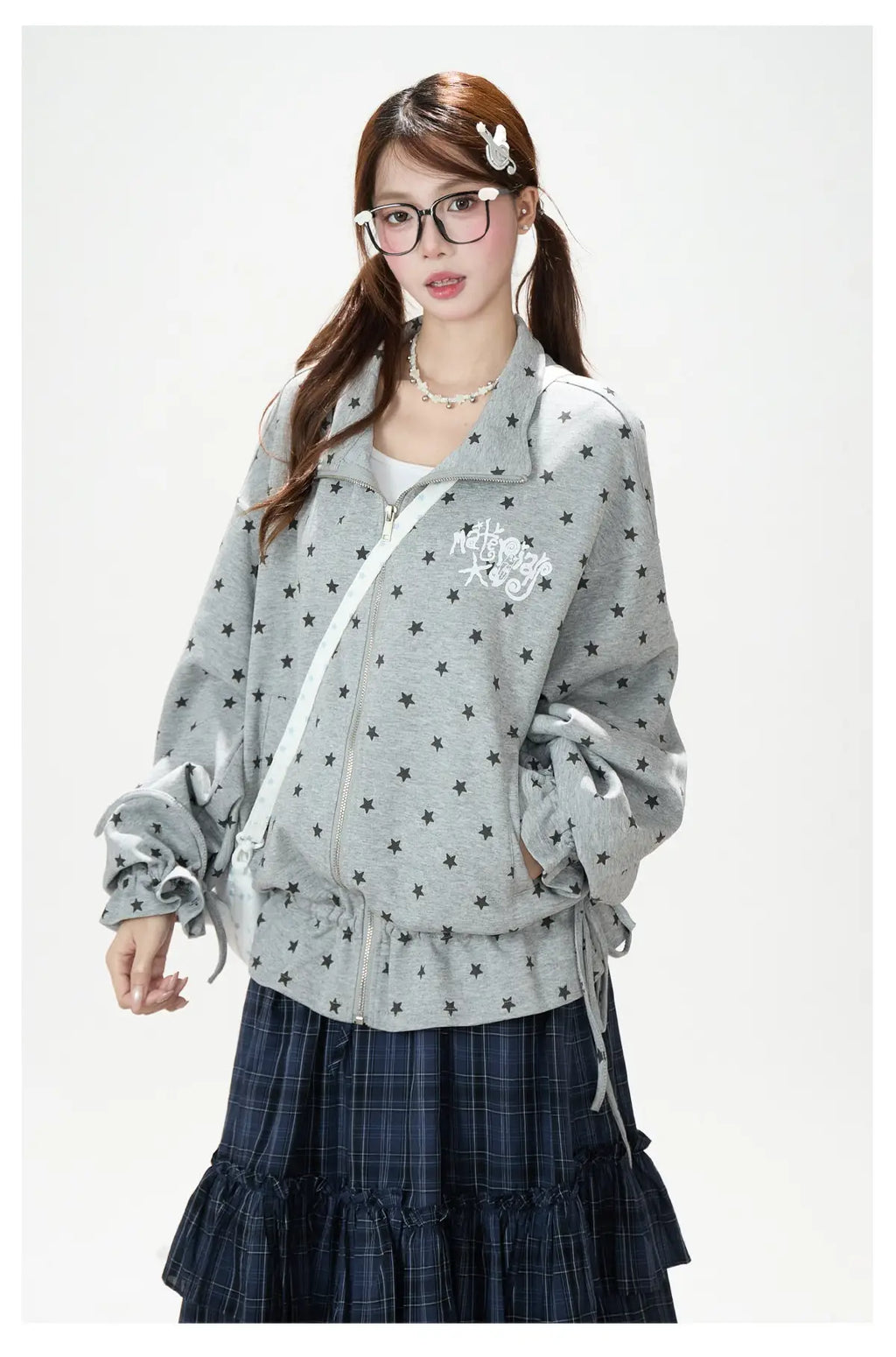 Star Print Zip Up Hoodie oliviroa オリヴィオラ