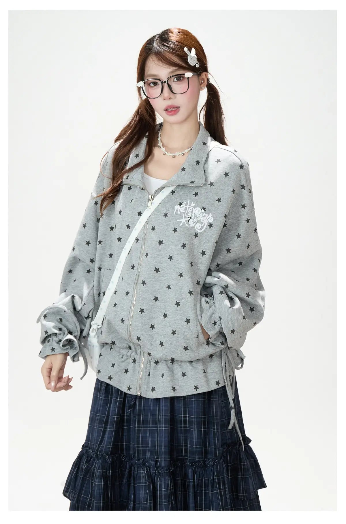 Star Print Zip Up Hoodie oliviroa オリヴィオラ
