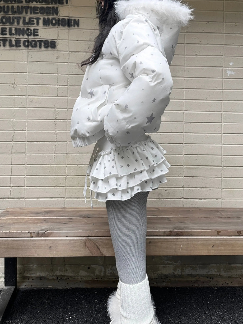 Star Print Tiered Ruffle Skort OLA051