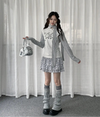 Polka Dot Scarf Neck Fitted Long Sleeve Tee OL2387