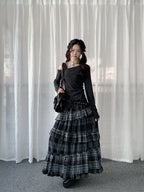 Asymmetrical Plaid Ruffle Skirt OL2437
