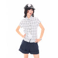 Star Charm Plaid Cropped Slim Fit Shirt oliviroa オリヴィオラ