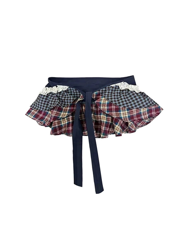 Plaid Ruffle Tiered Layering Skirt oliviroa オリヴィオラ