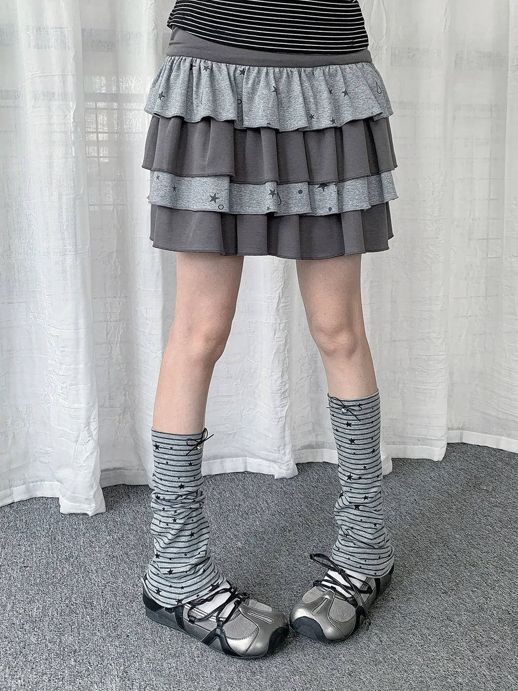 Star Stripe Leg Warmers oliviroa オリヴィオラ