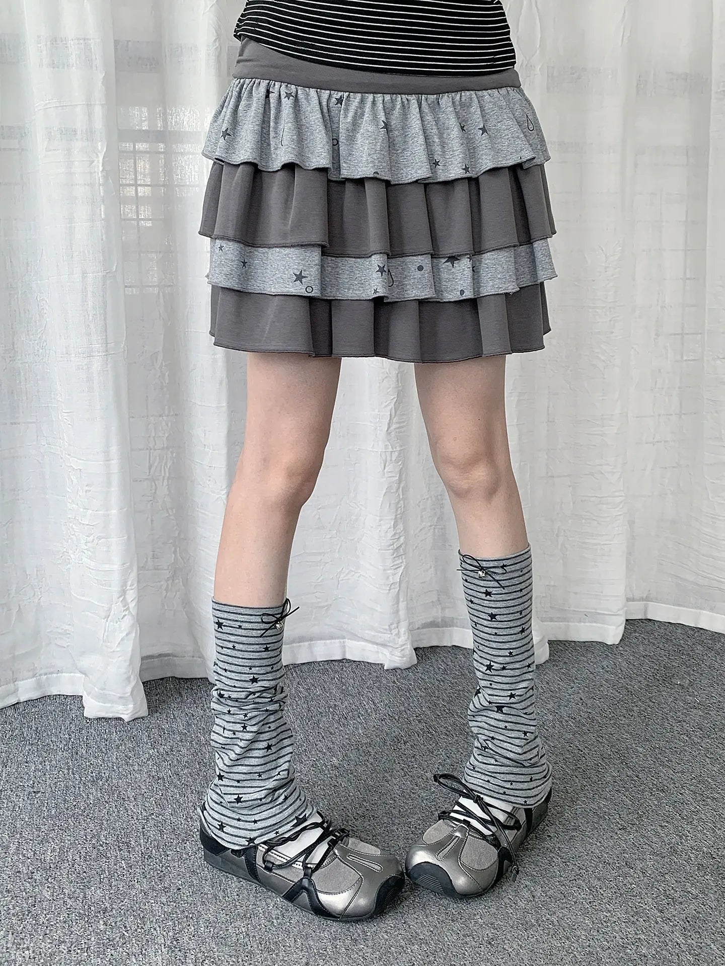 Star Stripe Leg Warmers oliviroa オリヴィオラ