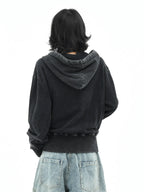 Washed Cropped Zip Hoodie OL2235