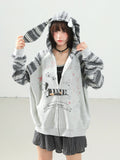 Vintage Dachshund Print Bunny Ear Hoodie Cardigan   oliviroa オリヴィオラ