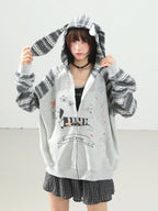 Vintage Dachshund Print Bunny Ear Hoodie Cardigan   oliviroa オリヴィオラ