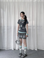 Y2K Polka Dot Rhinestone Layered T-Shirt OL2285