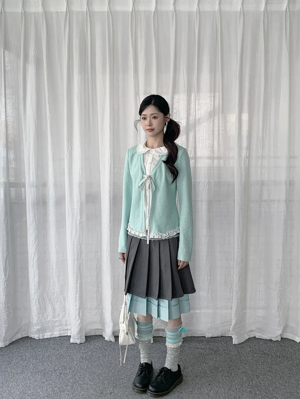 Polka Dot Ribbon Doll Collar Top OL2443