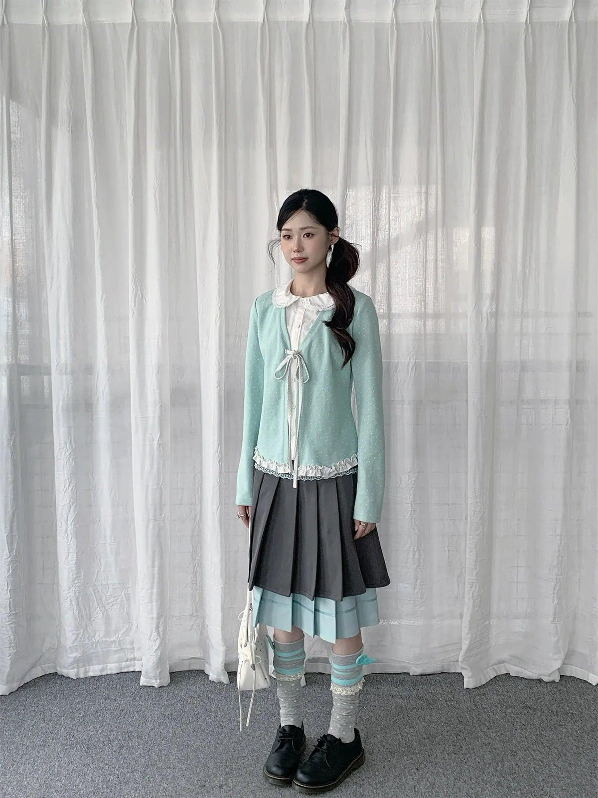 Polka Dot Ribbon Doll Collar Top OL2443