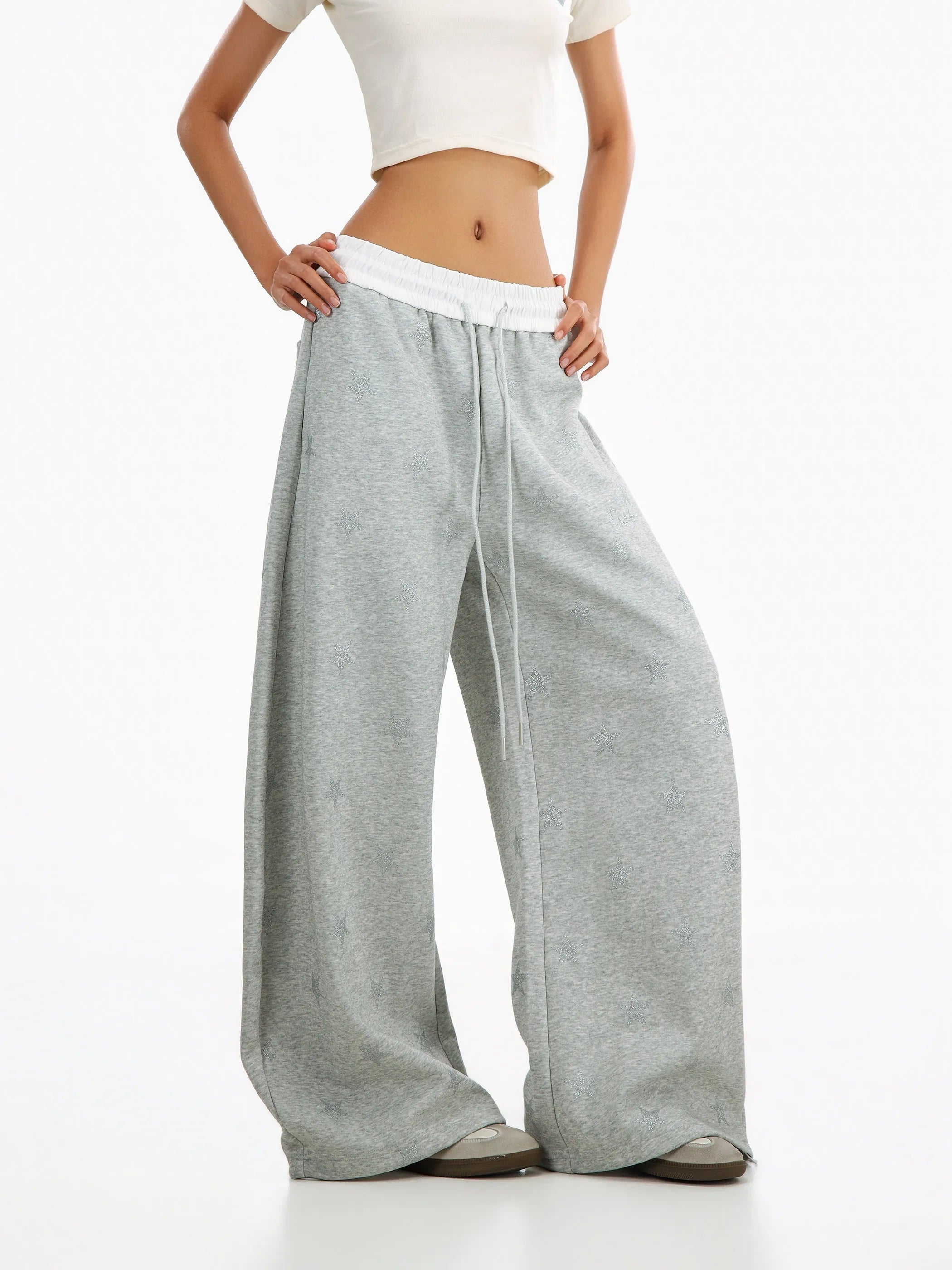 Star Print Wide Leg Sweatpants OL2369