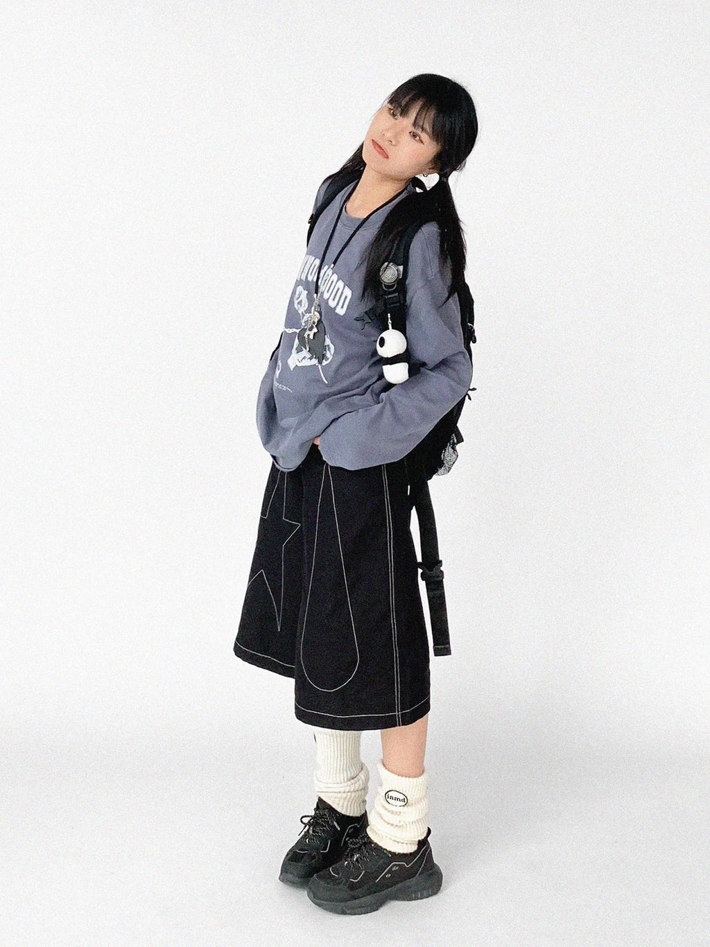 Tears Star Contrast Wide Shorts OL2363