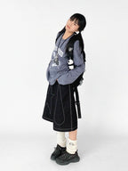 Tears Star Contrast Wide Shorts OL2363
