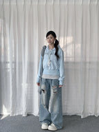 Studded Letter Zip Hoodie OL2441