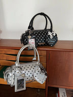 Silver Polka Dot Multi Pocket Bowling Bag OLA058