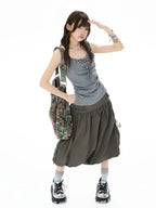 Studded Rhinestone Tie Bubble Skirt OL2410