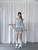 Sweet Faux Layered Puff Sleeve Tee OL2327