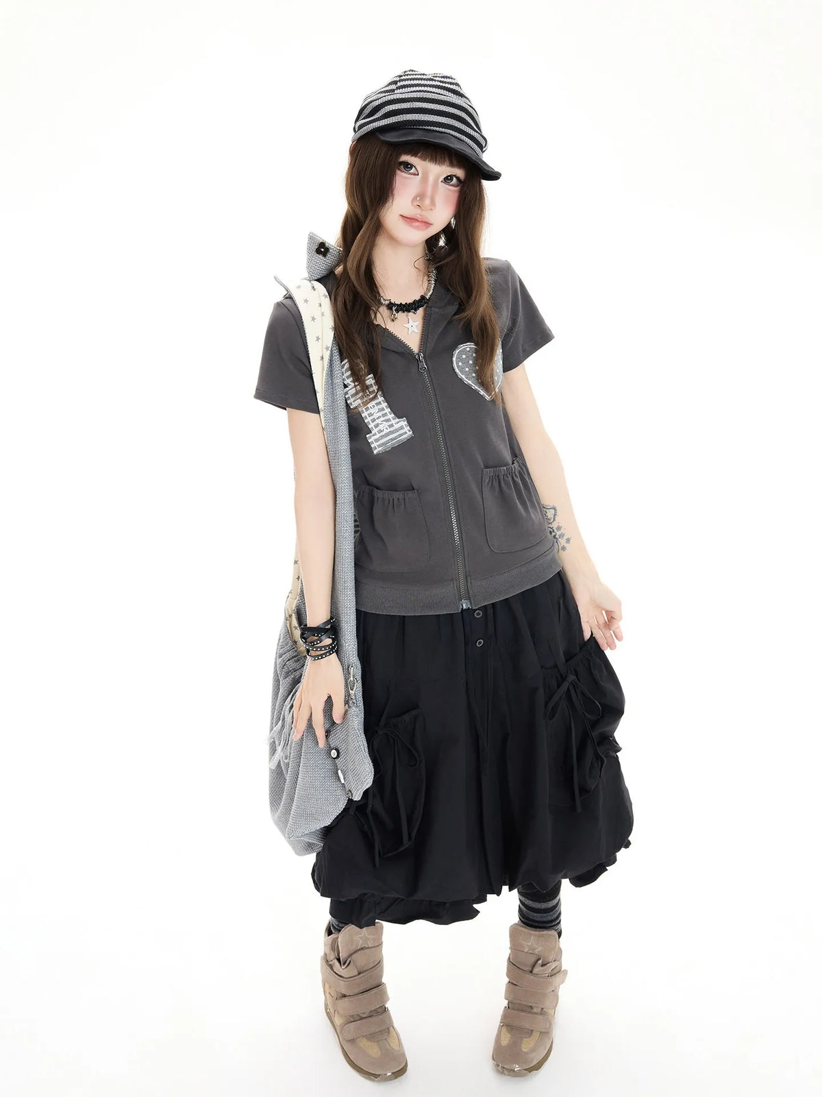 Bow Tie Pocket Bubble Skirt OL2413