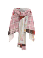 Pink Plaid Asymmetric Wrap Skirt OLA042