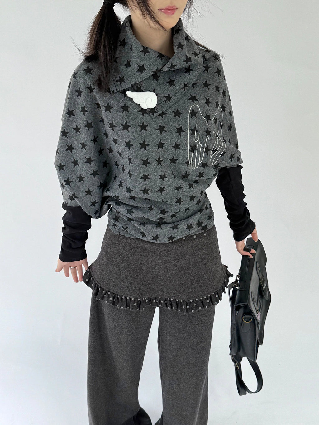 Star Wing Asymmetric Drape Top OL2480