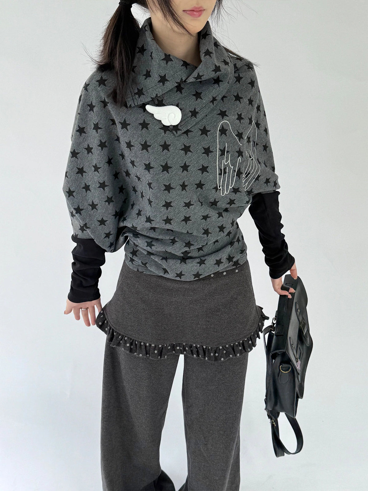 Star Wing Asymmetric Drape Top OL2480