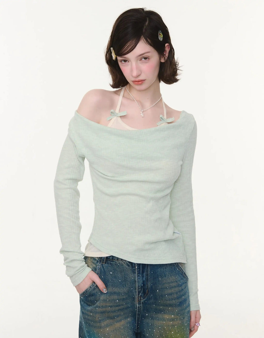 Layered Halter Asymmetry Slim Fit Top OL2263