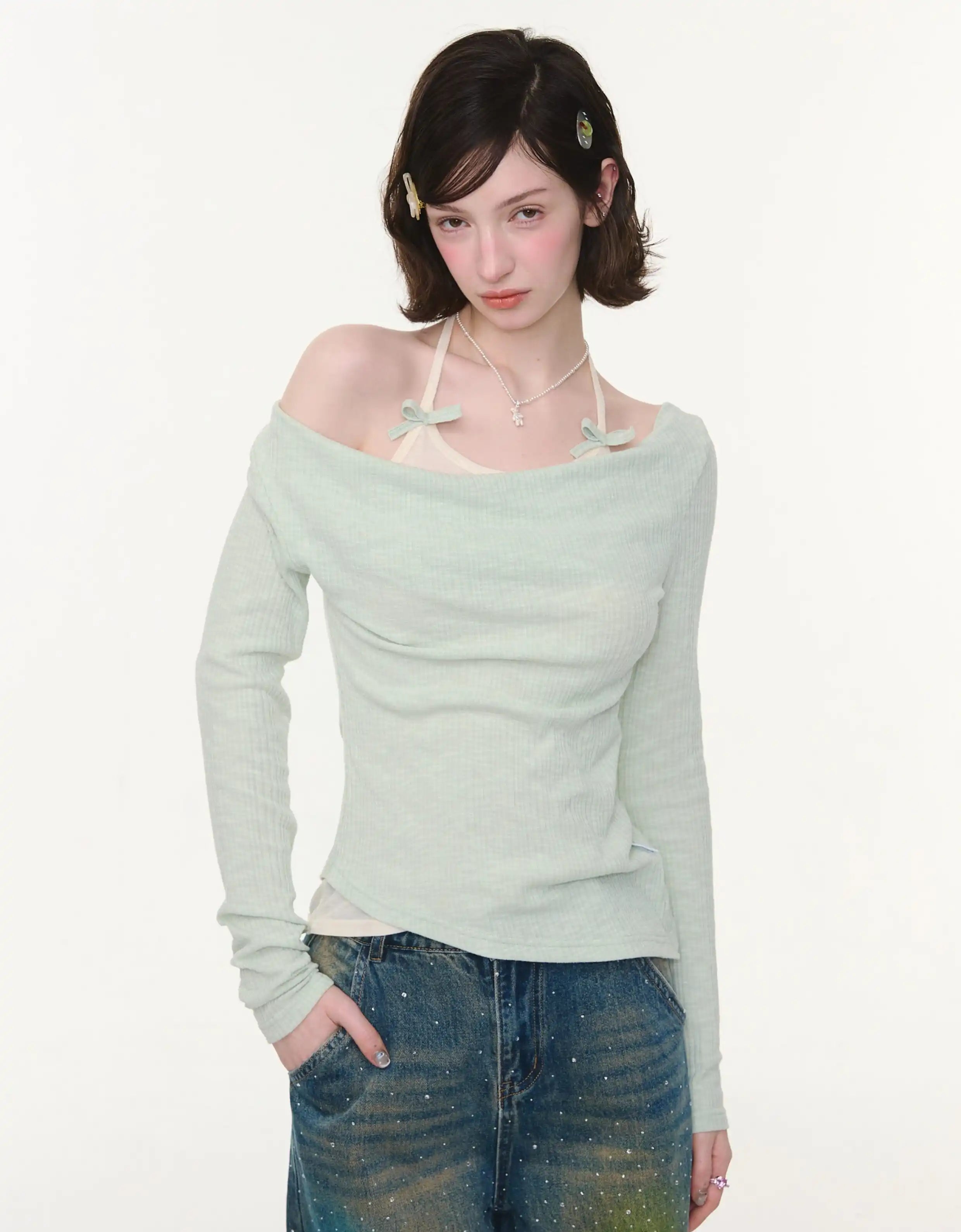 Layered Halter Asymmetry Slim Fit Top OL2263