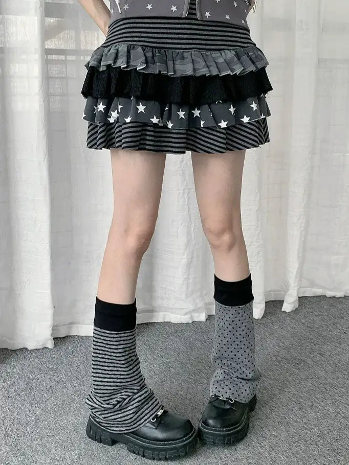 Striped Polka Dot Layered Socks OLA013