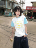 Star Letter Graphic Fitted T Shirt oliviroa オリヴィオラ