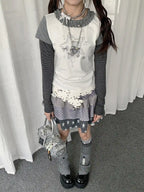 Y2K Star Polka Dot Layered Skirt   OL2245