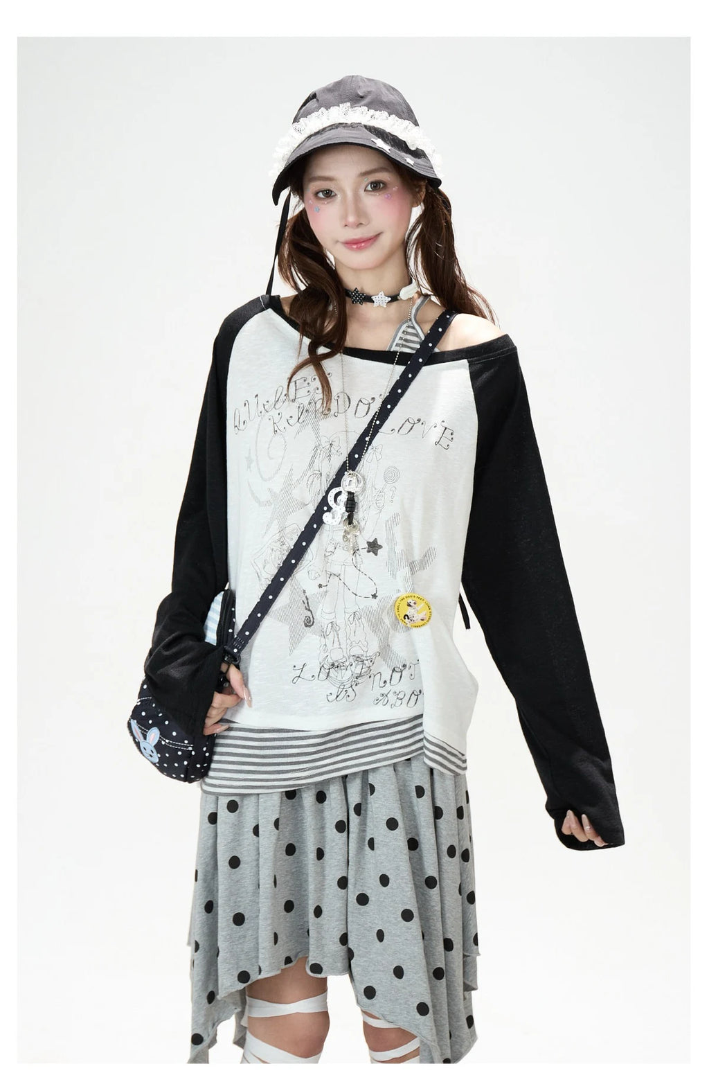 Soft Layer One Shoulder T Shirt oliviroa オリヴィオラ